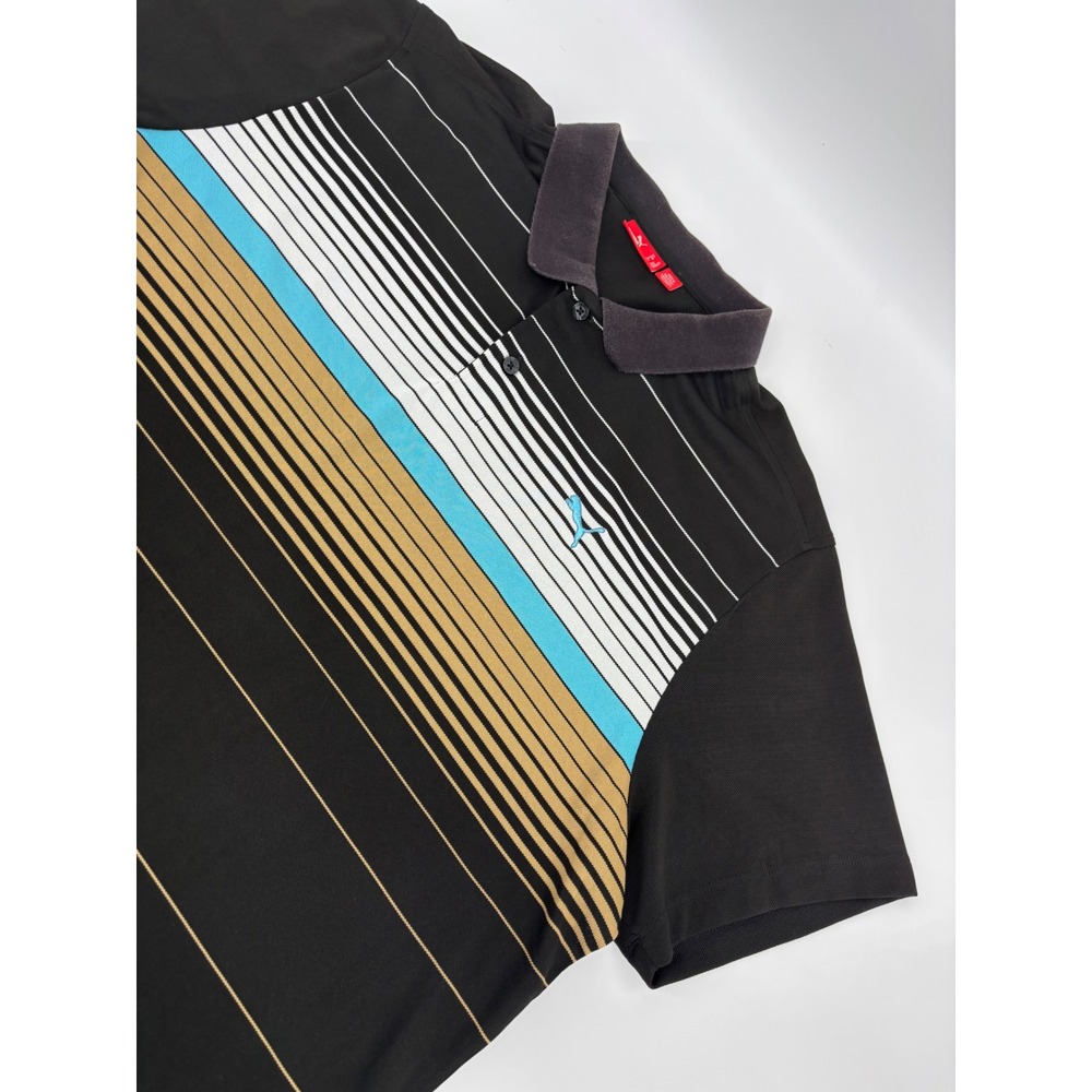 Puma Mens XL Black Striped Short Sleeve Golf Polo Shirt 552264 TMYKW